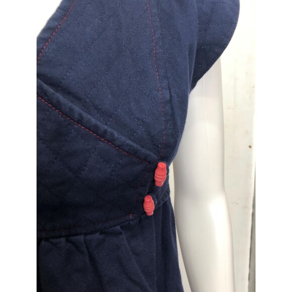 1970s ACT I Quilted Bodice Faux Wrap Dress W/Dagger Collar & Toggle Buttons. XS - Picture 7 of 10